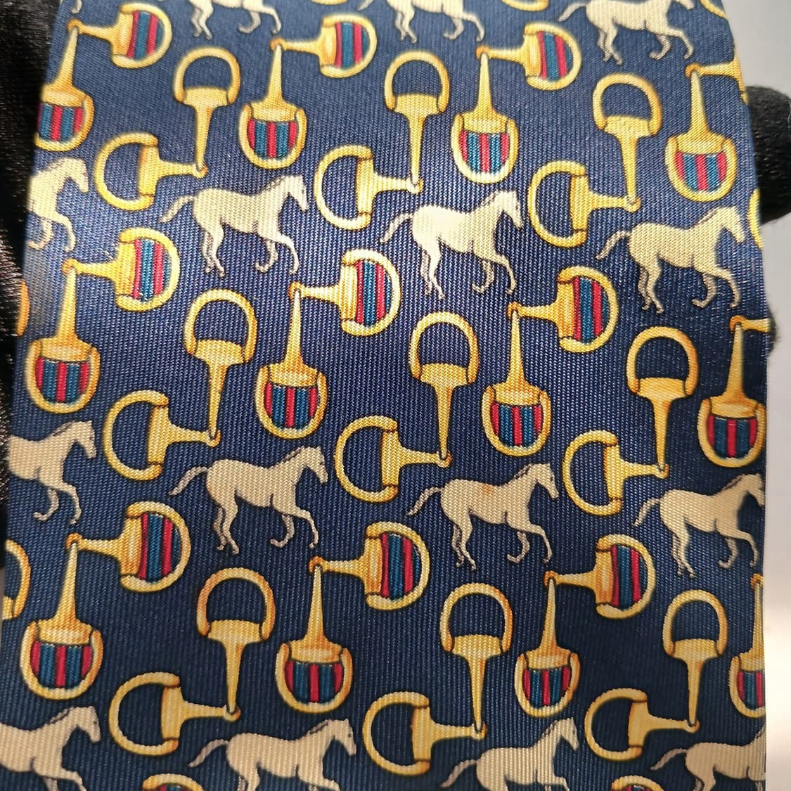 란셀 실크 네이비 승마 모티브 넥타이 9.9cm B등급 A18678 상품이미지5