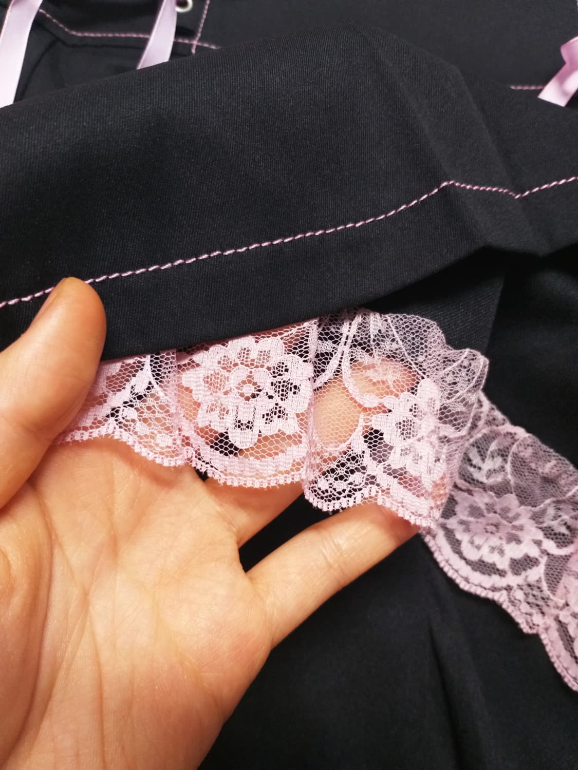 양산형지뢰계 테니스스커트리본프릴레이스치마 달천 대장 히메갸루 로맨틱핀터깔 상품이미지2