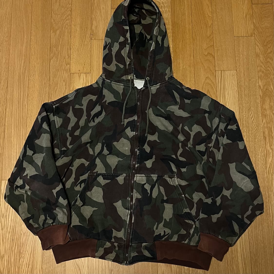 [XL] 90s USA 빈티지 우드랜드 카모 후드집업 상품이미지1