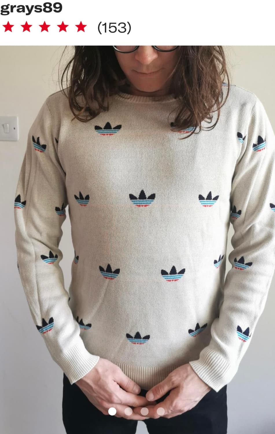 00s 아디다스 멀티 트레포일 빈티지 코튼 니트  95size  상품이미지1