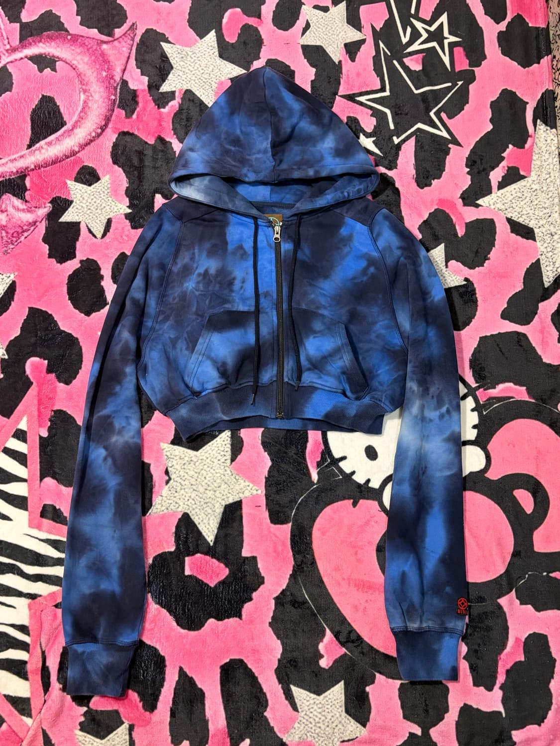 Japanese tie-dye crop hoodie zip-up 상품이미지1