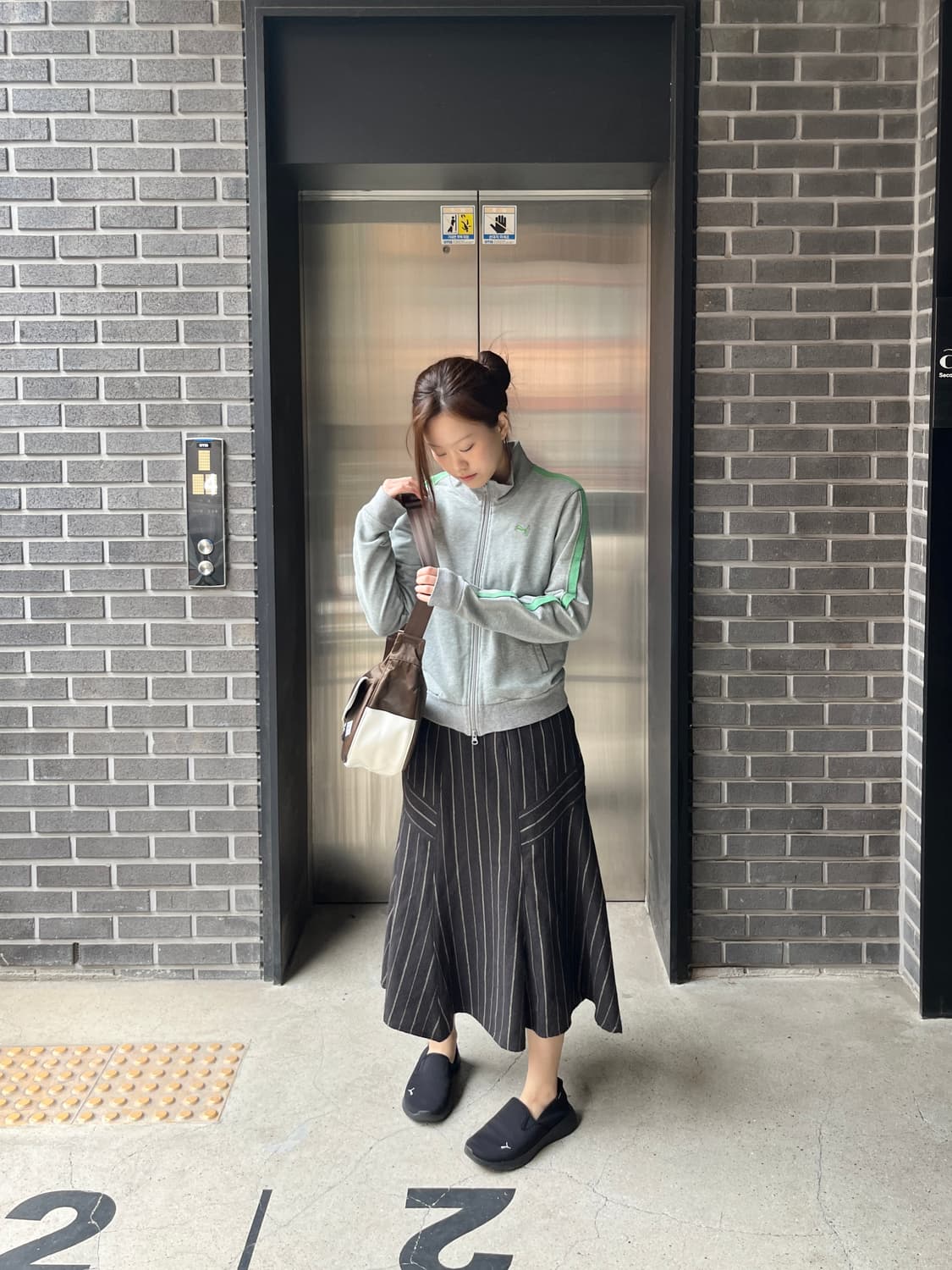 io comme io 절개 스트라이프 스커트 상품이미지7