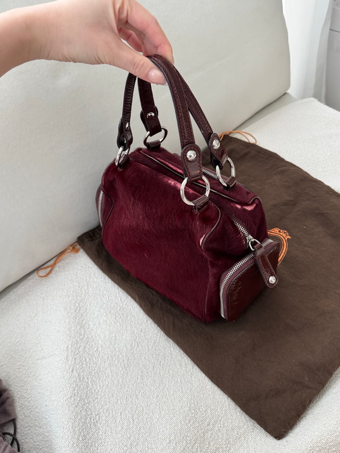 TOD’s 토즈 송치털 토트백 버건디 상품이미지3