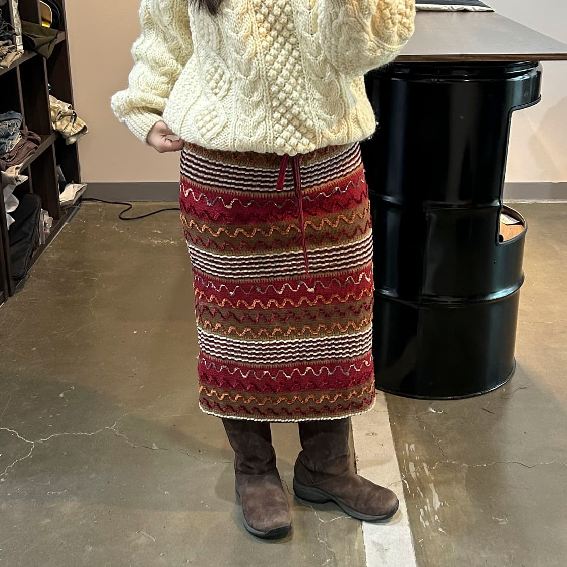 에스닉 히피패턴 니트 스커트 상품이미지2