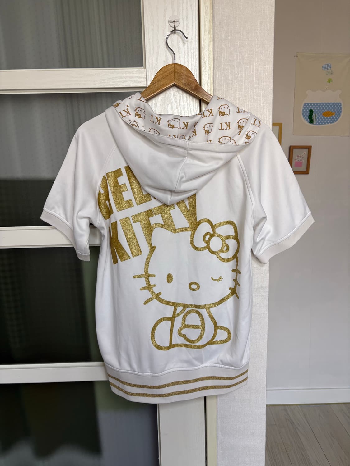 키티 골드 반소매 후드집업 상품이미지6