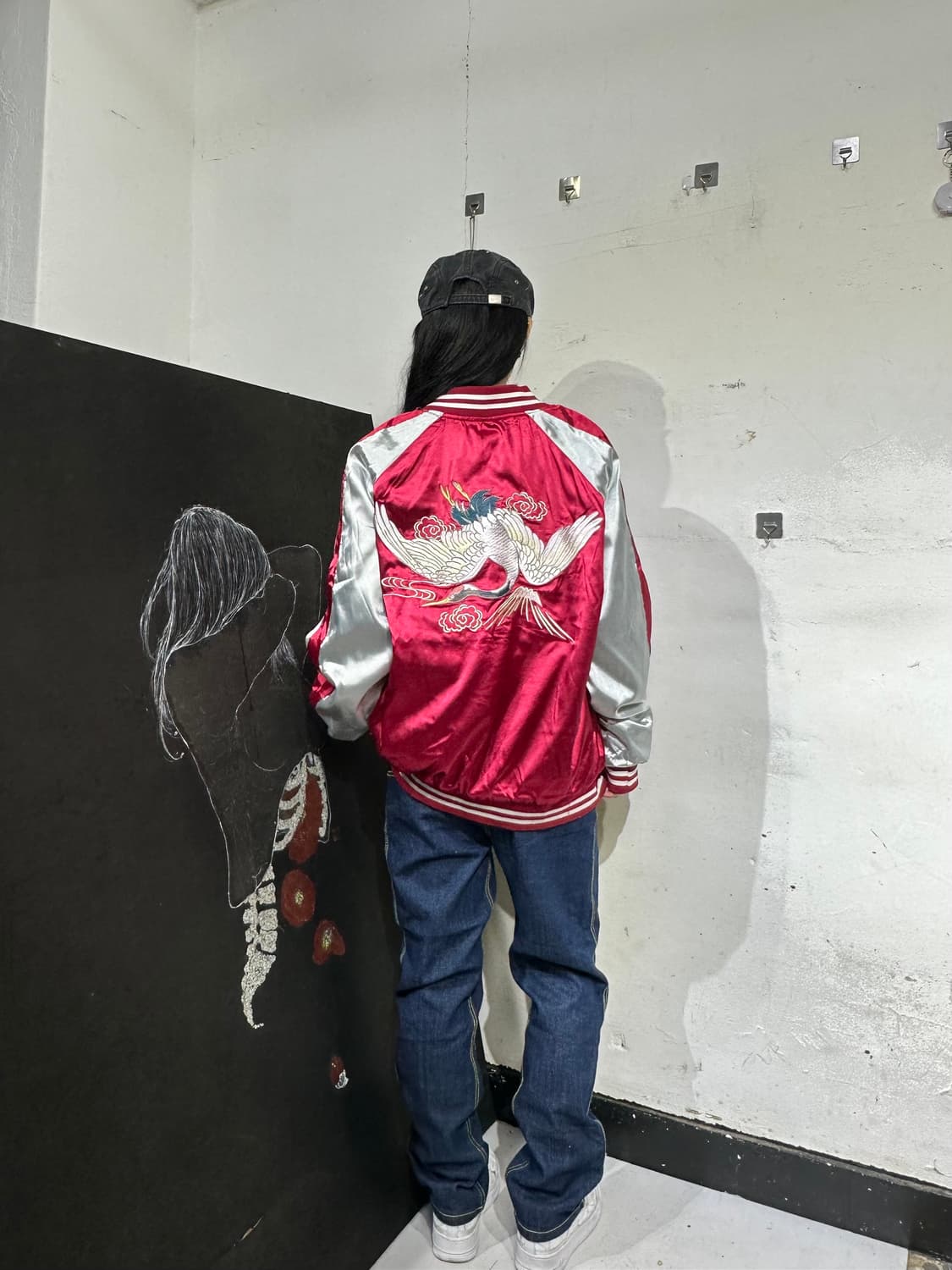 Jpn 일본빈티지 재패니즈 오리엔탈 빨검 양면 스카잔 자켓 상품이미지8