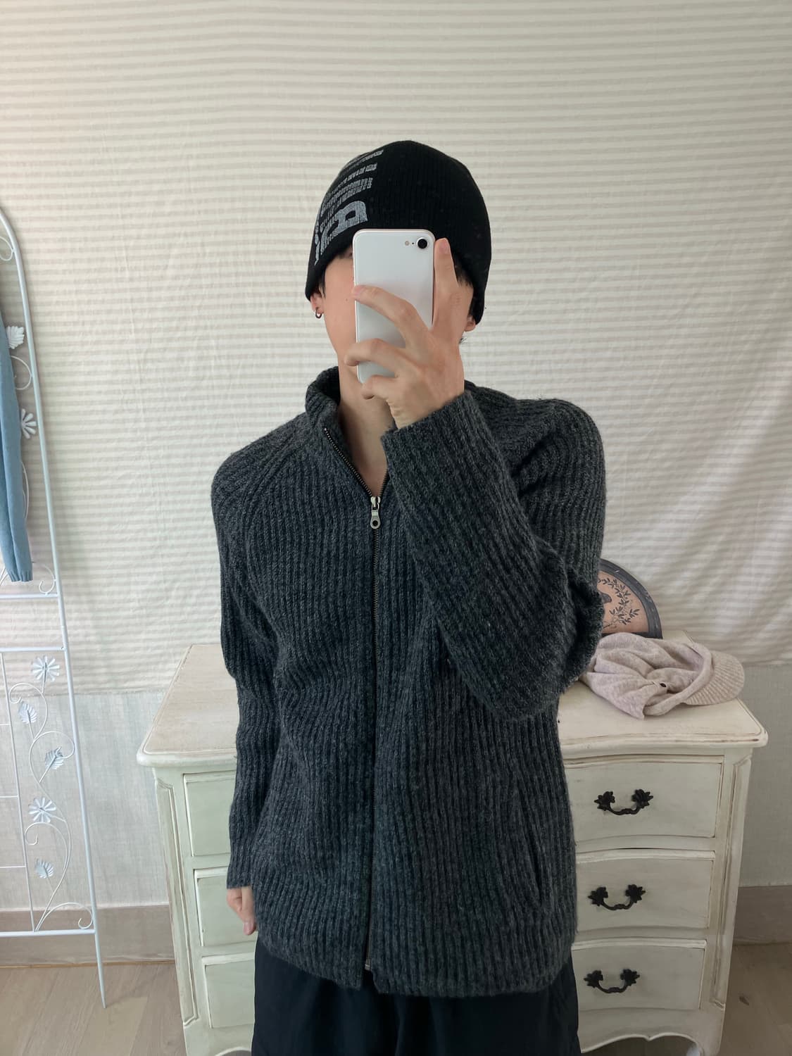 빈티지 차콜 니트 집업 756 y2k 스트릿 갸루 펑키 일본빈티지  상품이미지2