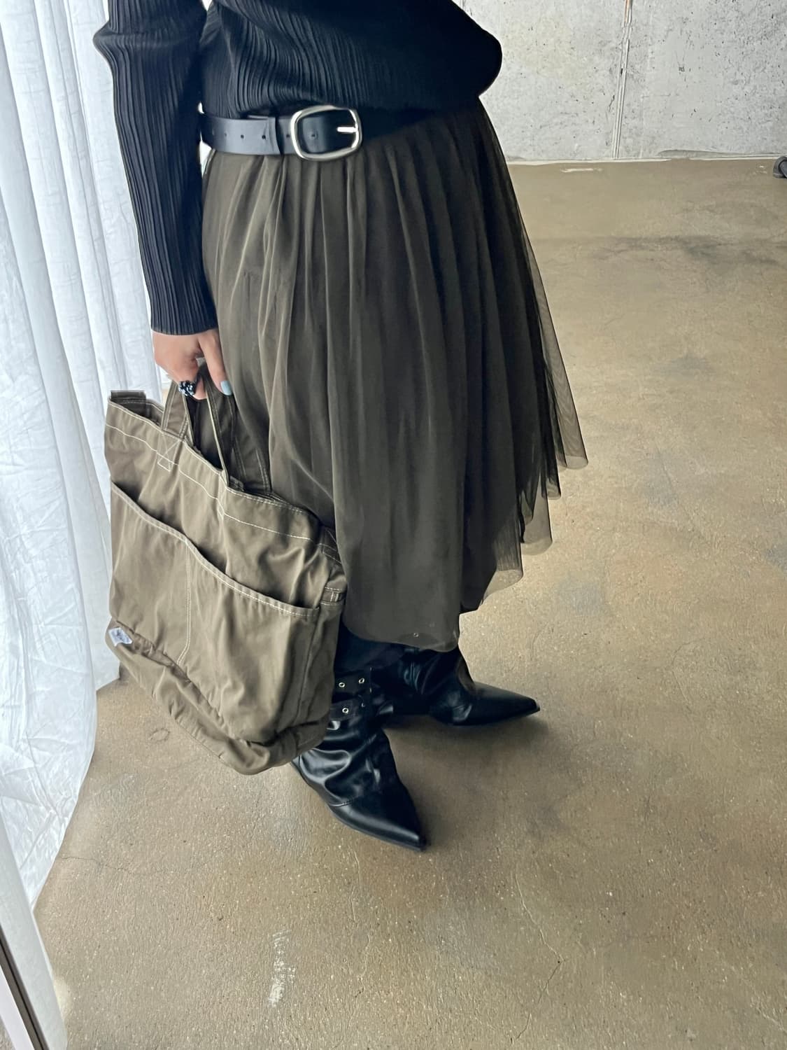 Rope 로페 더블 튤 스커트 다크 그린 상품이미지3