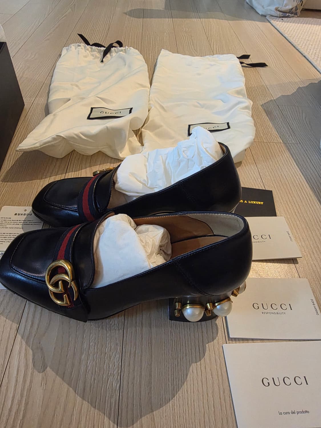 구찌 마몬트 진주 로퍼 블랙 36.5 상품이미지1