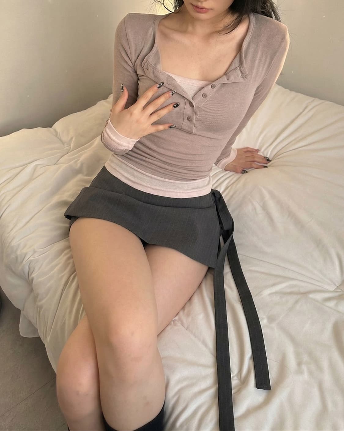 (새상품) 레이어드 인디핑크 슬림핏 긴팔티 상품이미지4