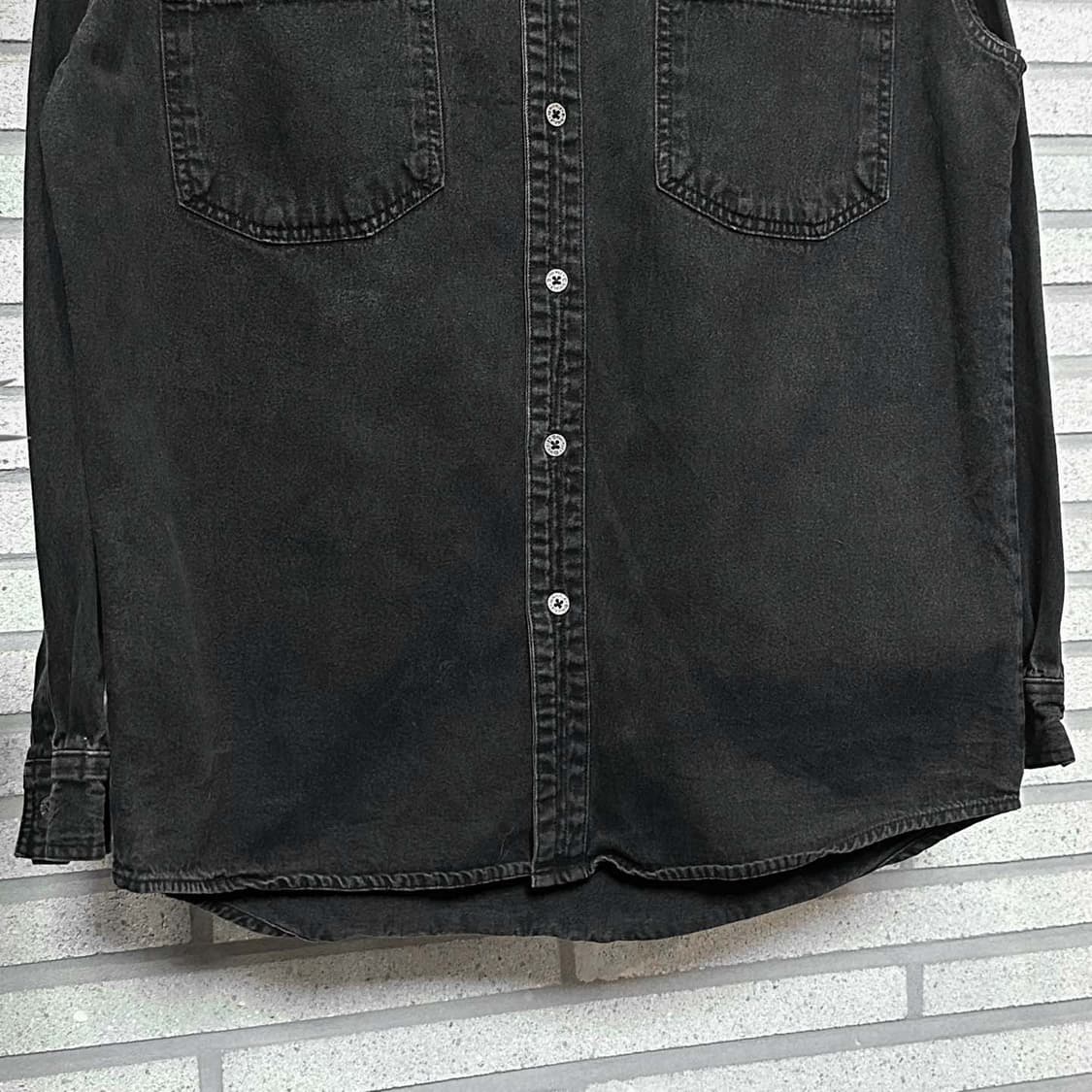 USA VINTAGE 데님 셔츠 투포켓 컬러 스티치 디테일 흑청 상품이미지5