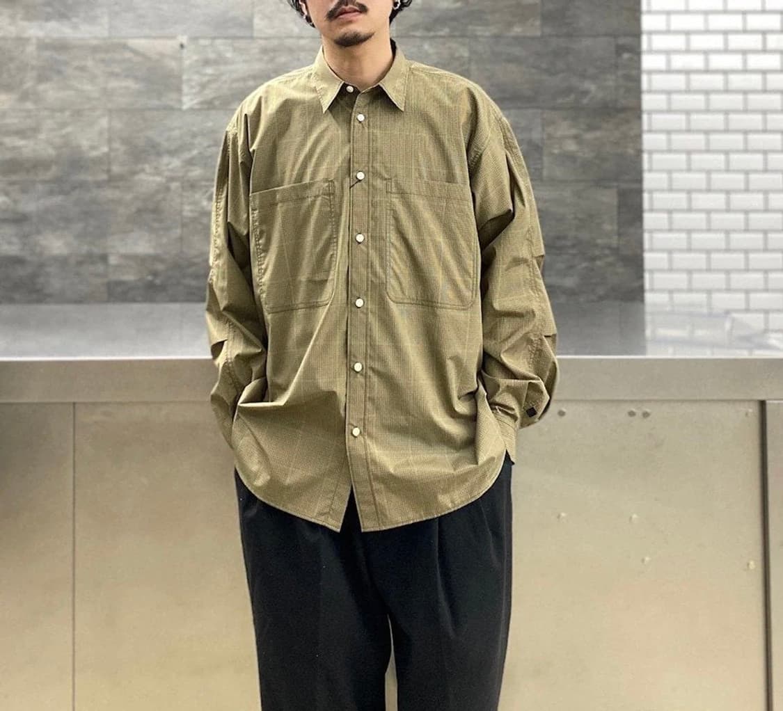 (새상품)(L)다이와피어39 테크 워크 셔츠 (베이지 체크) 상품이미지9