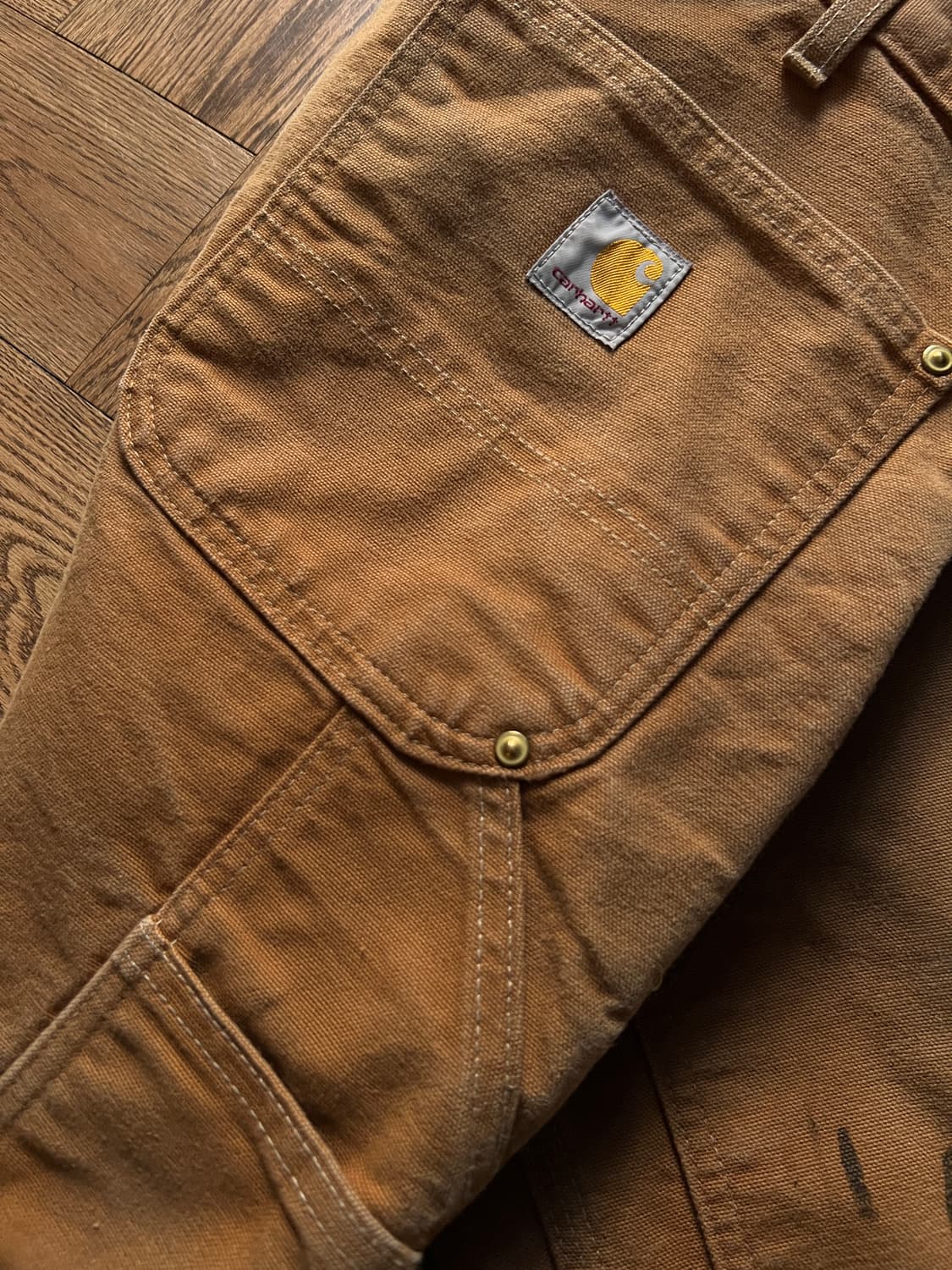 [36]칼하트 Made in USA 더티워싱 브라운 더블니 워크 팬츠 상품이미지8