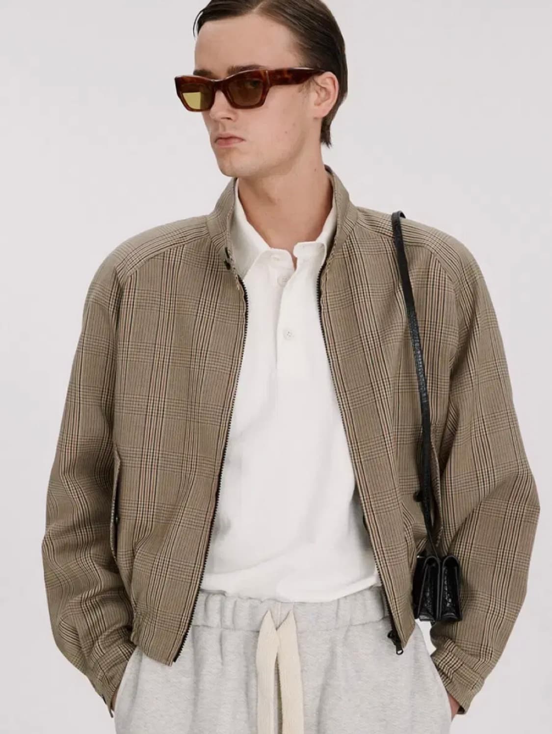 [L] 렉토 글렌 체크 해링턴 크롭 숏 블루종 자켓 상품이미지2