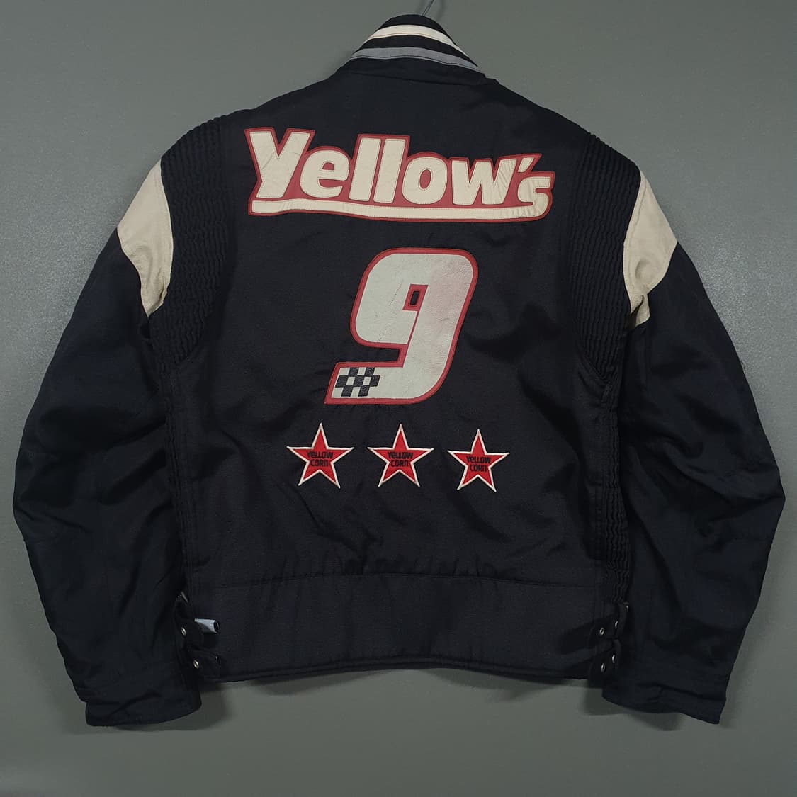 실측 M) 옐로우콘 슬래지해머 레이싱 테디 패치 바이커 바시티 자켓 상품이미지10