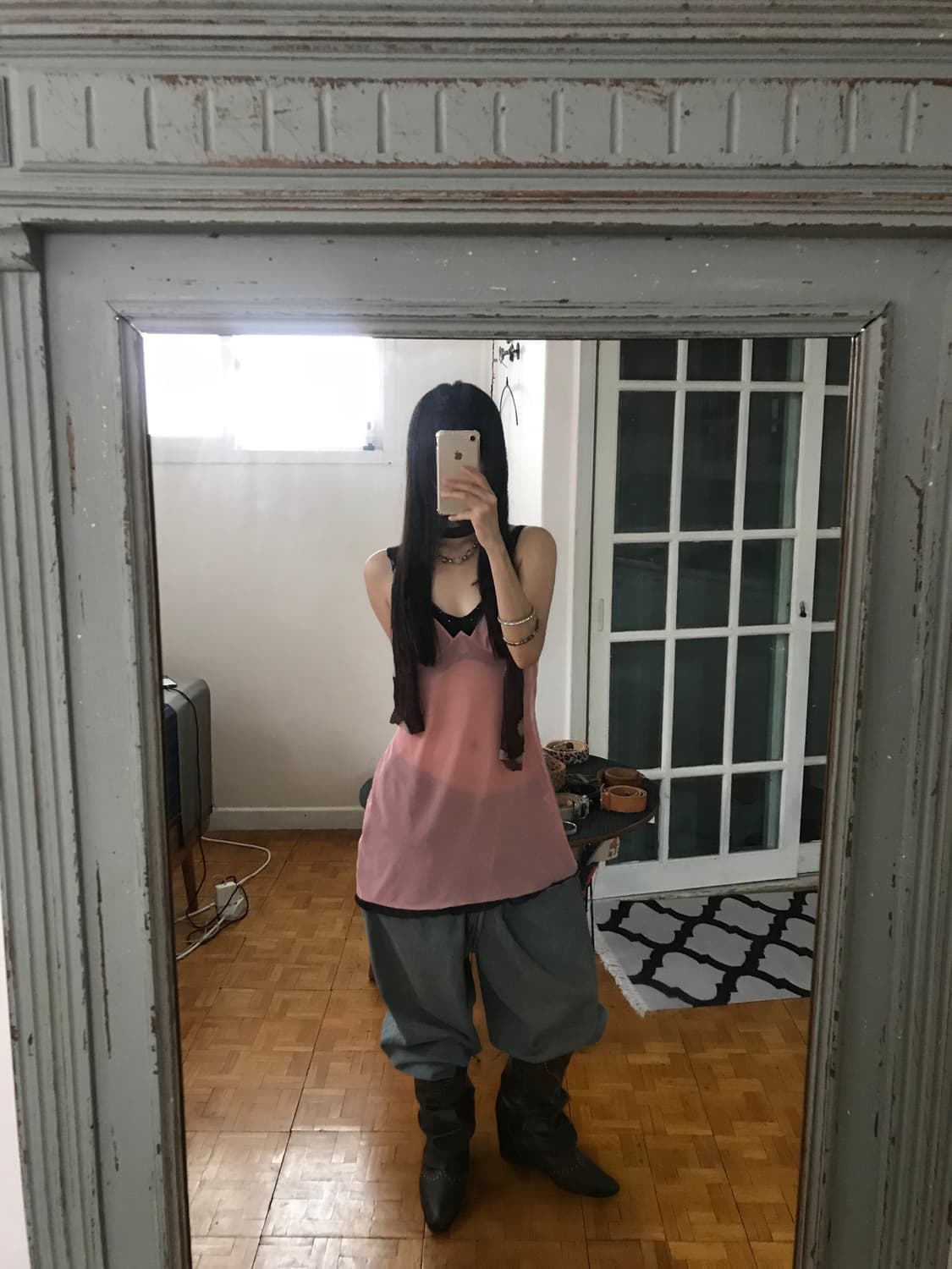 vintage pink see-through sleeveless 상품이미지3
