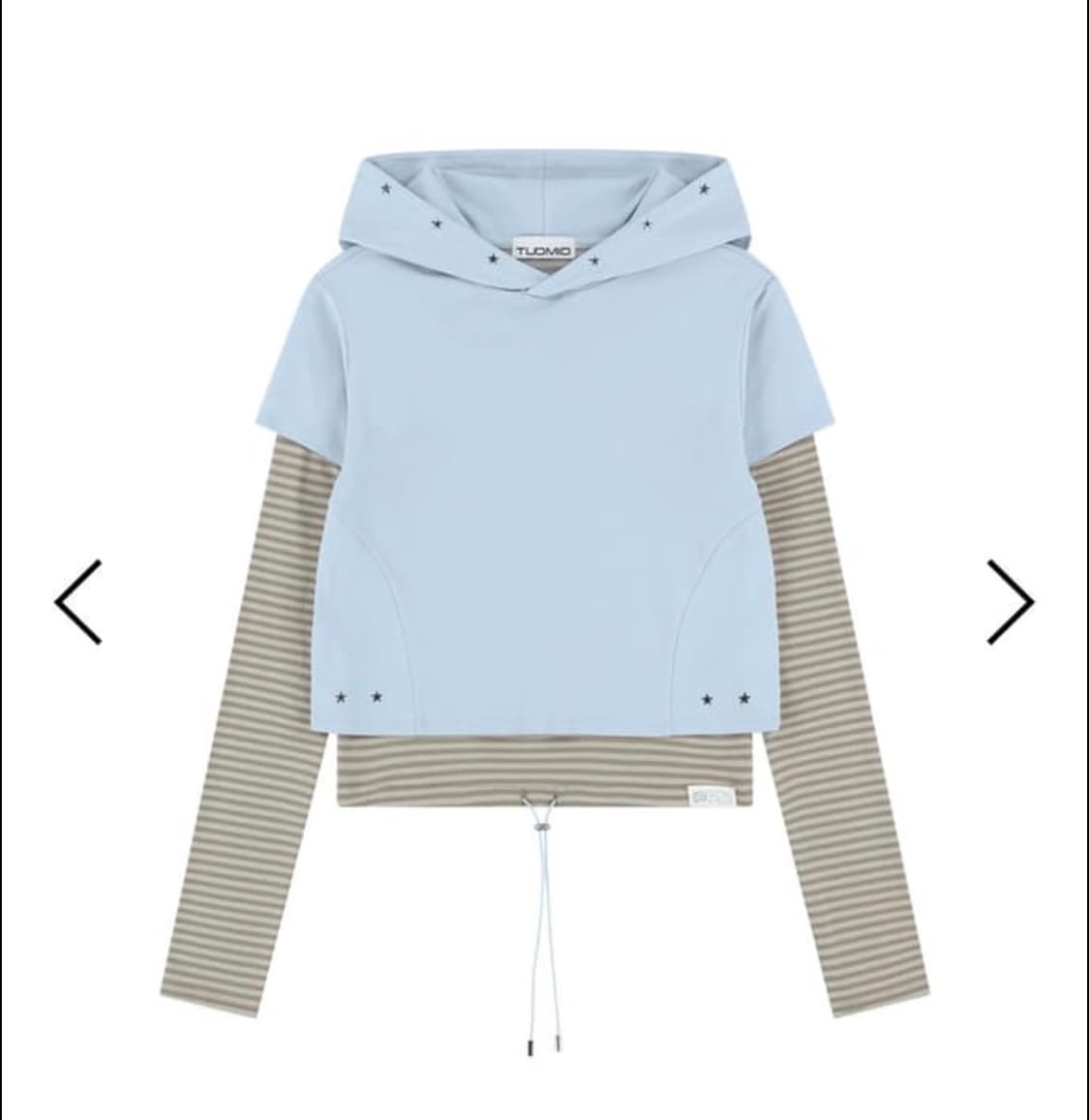 뚜오미오 STUD LAYERED HOODIE [BABY BLUE] 상품이미지1