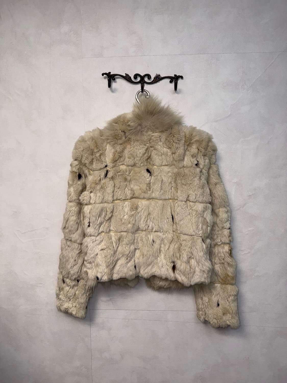 Ivory rabbit & fox fur stitch jacket  상품이미지3