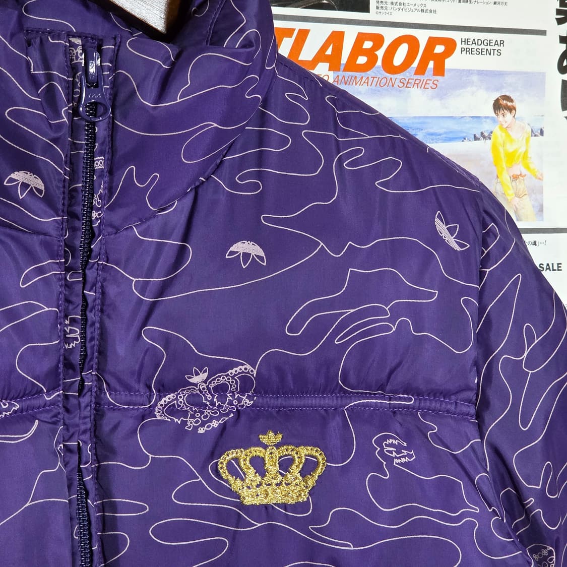 아디다스 퍼플 크라운 카모 패턴 걸스 패딩 상품이미지3