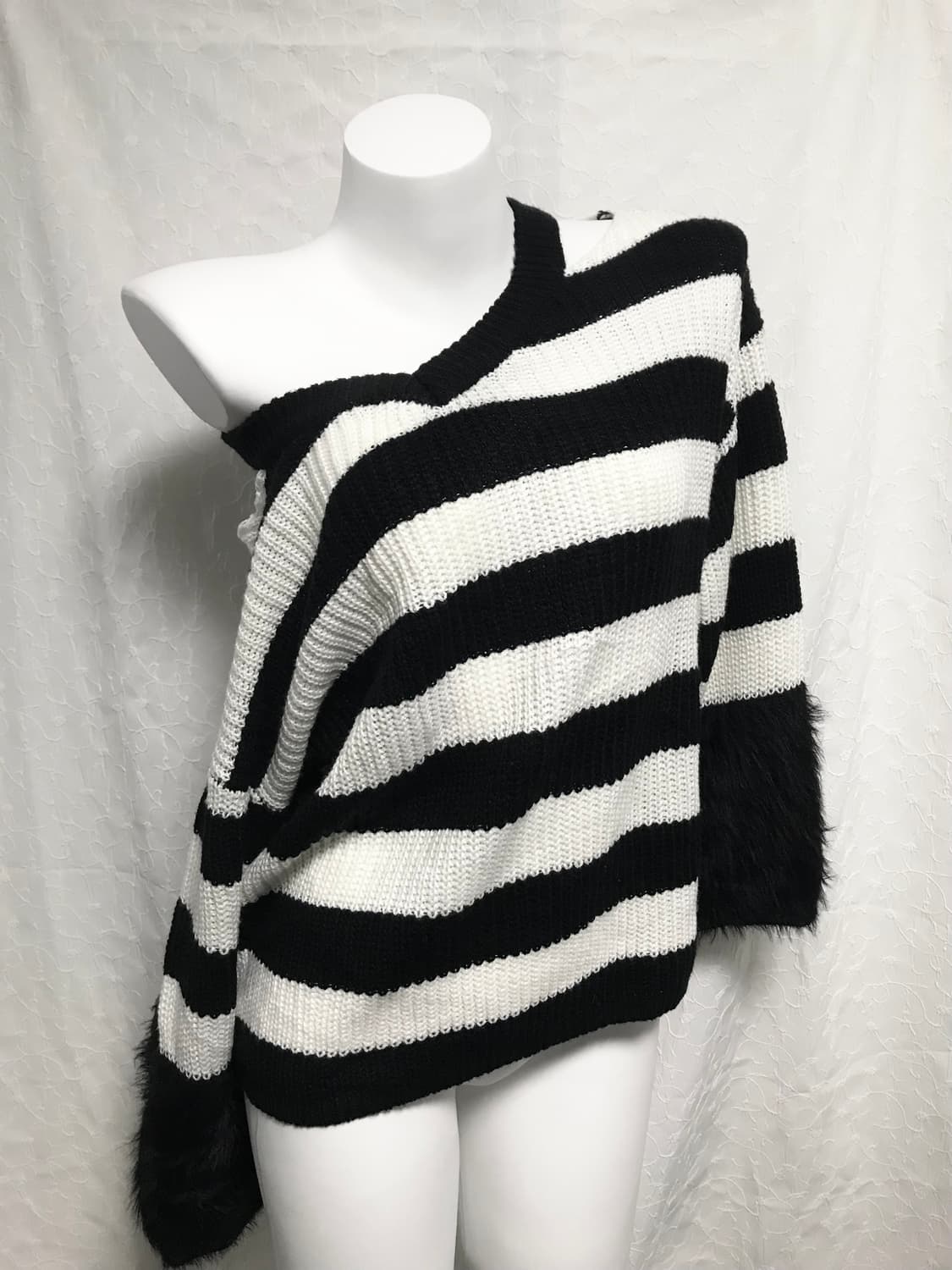 빈티지 갸루 스트라이프 트임 퍼 니트 롱슬리브 탑 상품이미지3