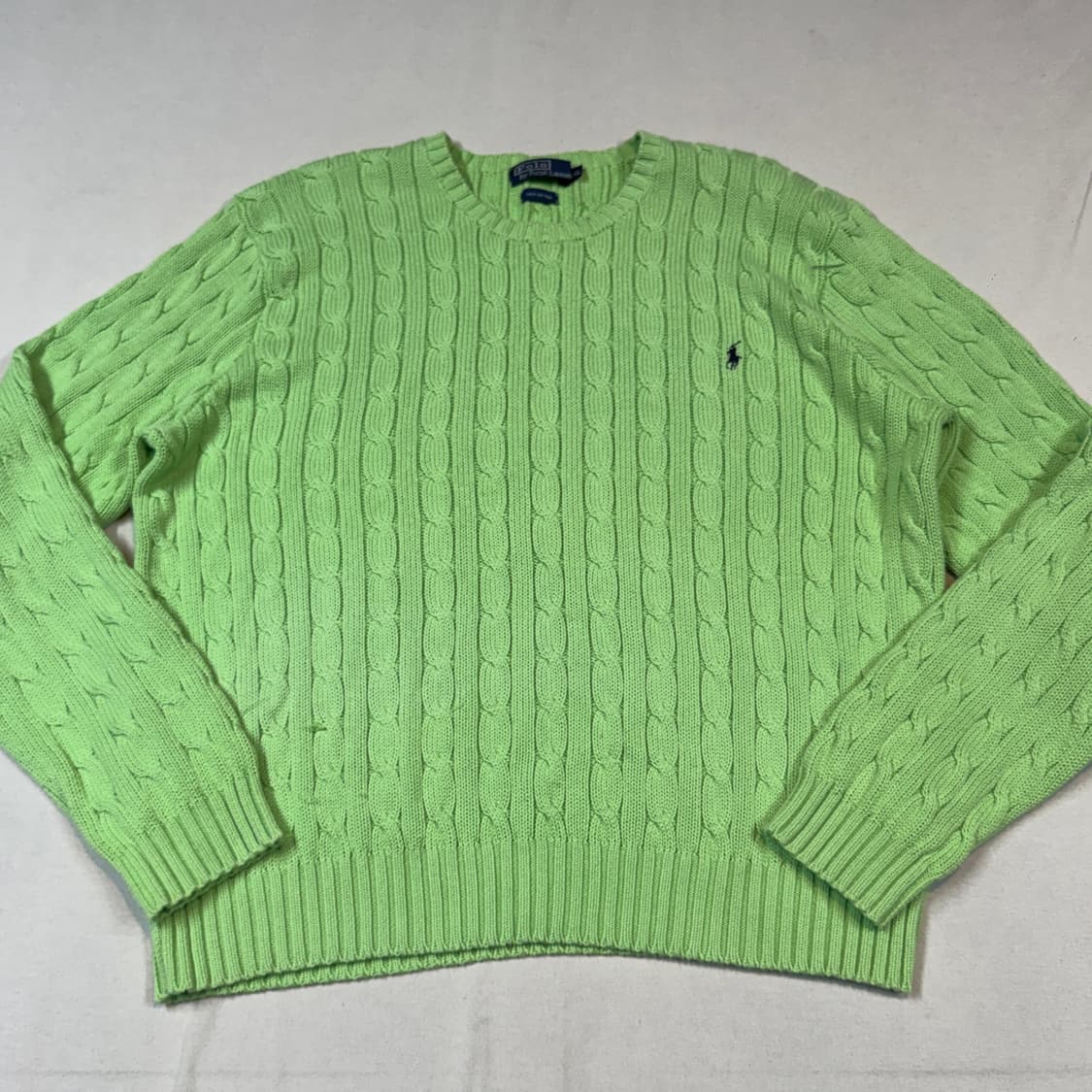 XXL) 폴로 랄프로렌 케이블 꽈배기 라운드넥 니트 연두색 상품이미지2