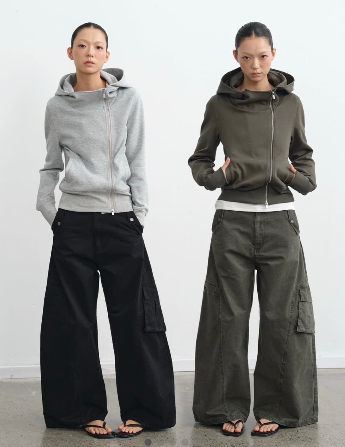 자카나 하이넥 후드집업 카키 S 상품이미지1