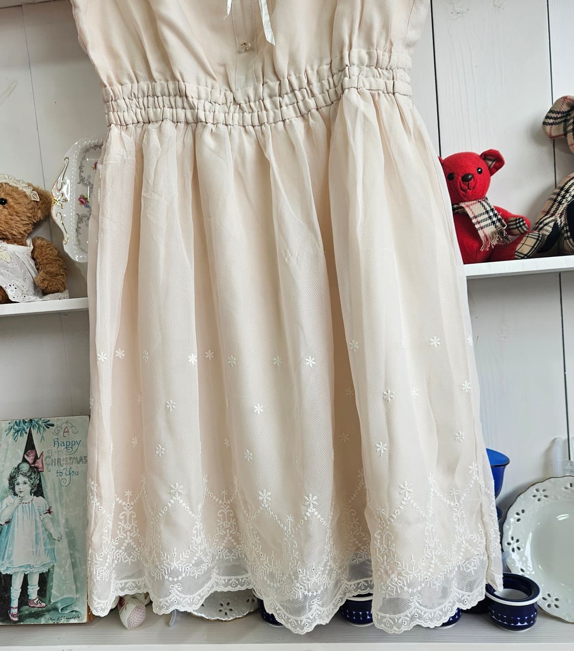 LODISPOTTO 레이스 플라워 자수 쉬폰 원피스 상품이미지5