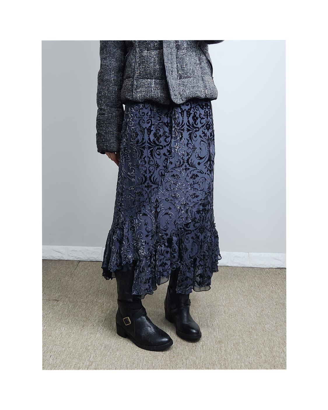 (KOOS)벨벳 러플 스커트 상품이미지1