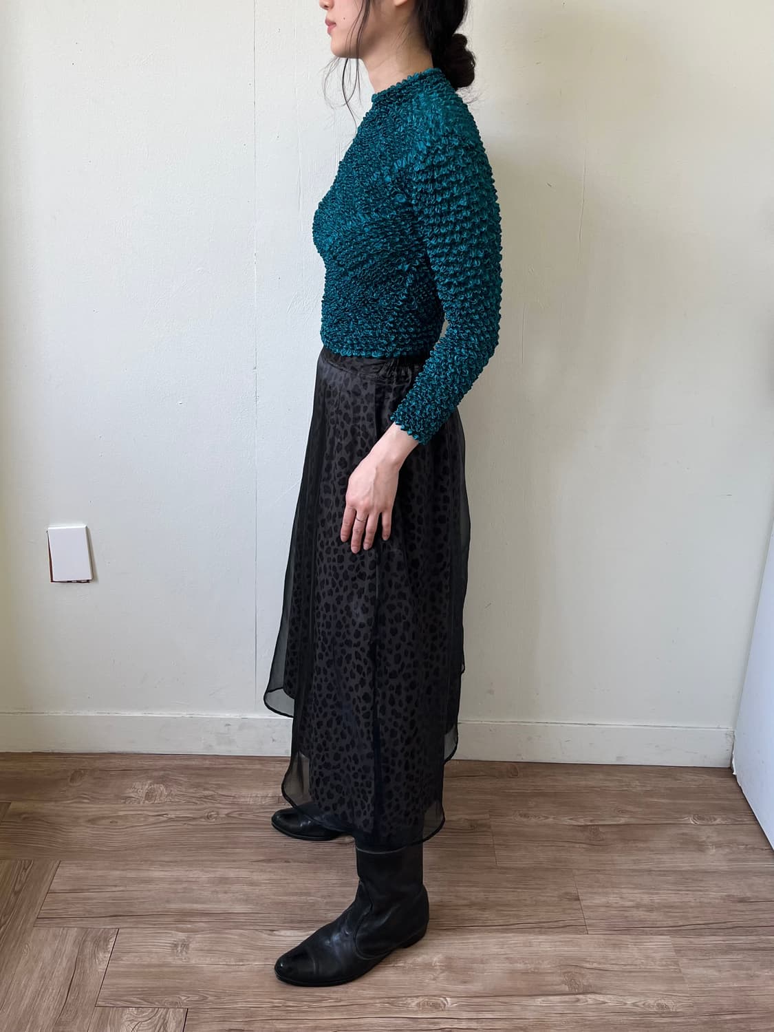 COLZA 호피 레이어드 시스루 스커트 상품이미지9