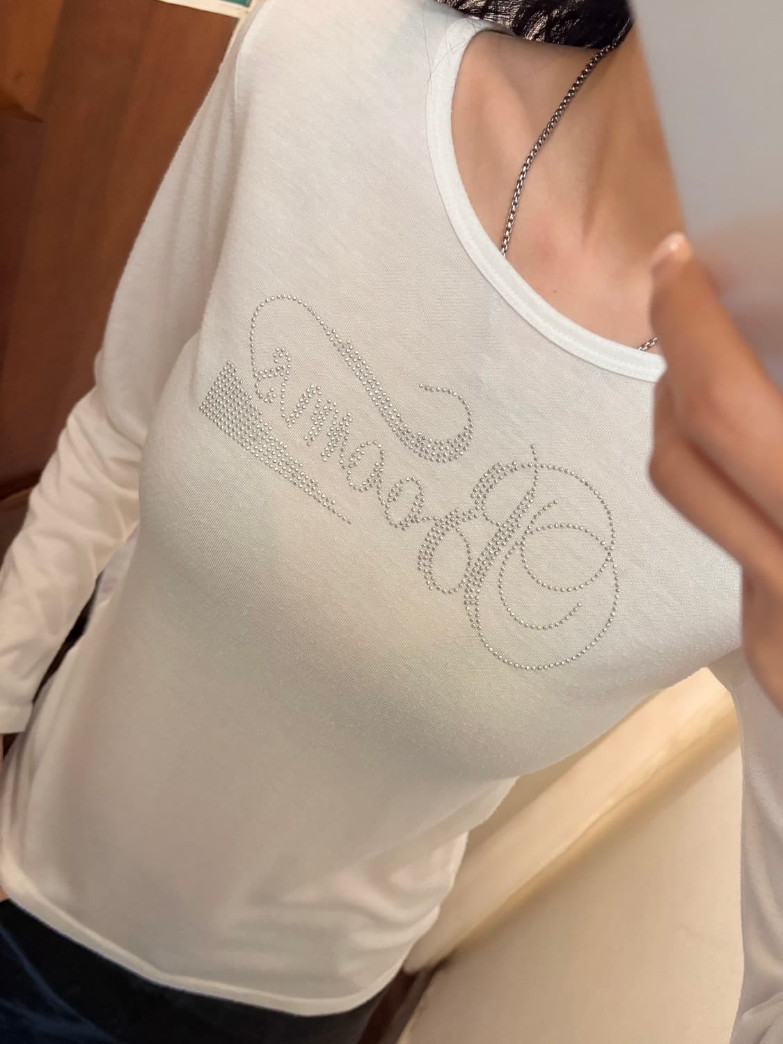 Japanese vintage white studded T-shirt 상품이미지1