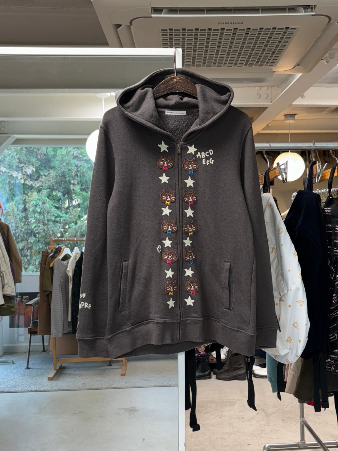 Rough 고양이 후드집업 상품이미지1