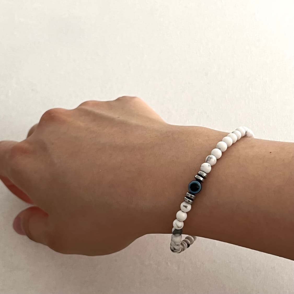 화이트 원석 팔찌 상품이미지1