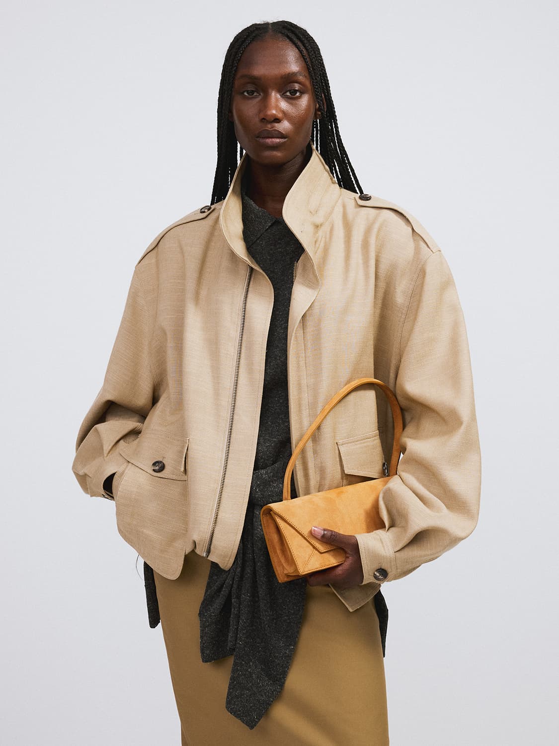 렉토 RECTO 비스코스 헌팅 점퍼 베이지 상품이미지1