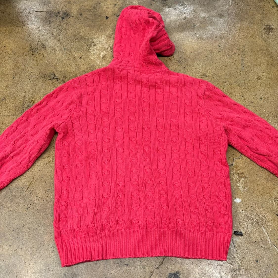 폴로 랄프로렌 형광 핑크 레드 꽈베기 니트 후드집업  상품이미지4
