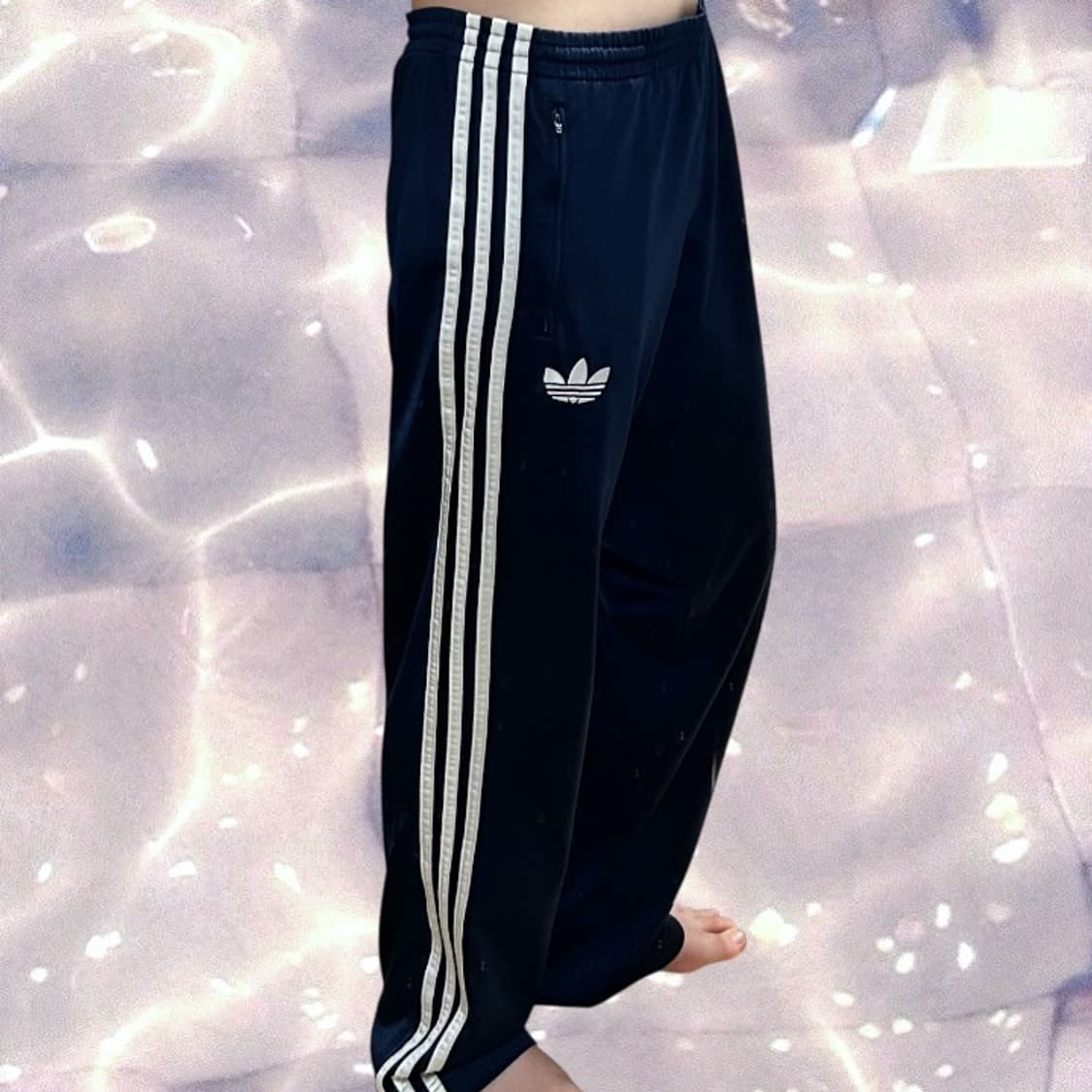 90s 아디다스 파이어버드 네이비 화이트 삼선 와이드 트랙 팬츠 105  상품이미지1