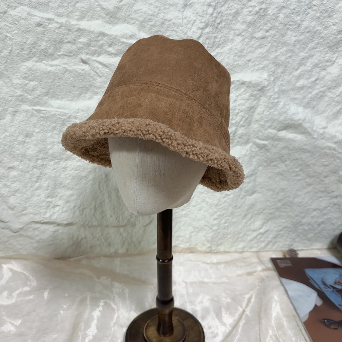 빈티지 스웨이드 퍼 무스탕 버킷햇모자 상품이미지1