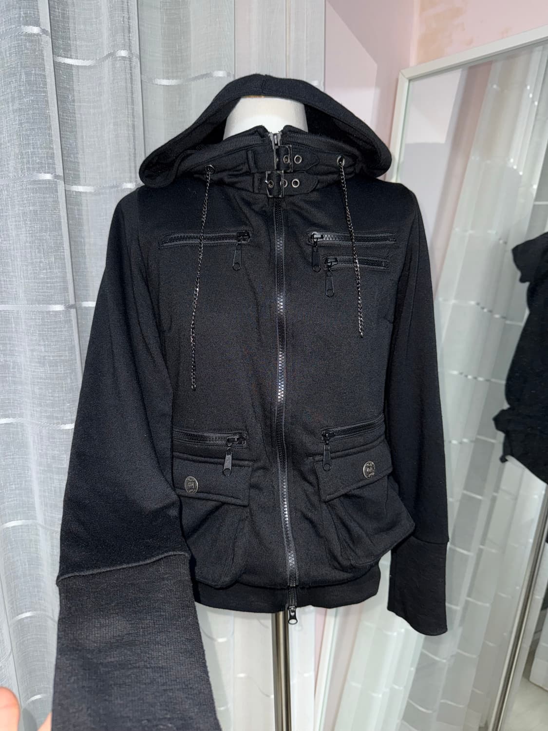 세실맥비 넥버클 하이넥 y2k 투웨이 자켓 후드집업 상품이미지1