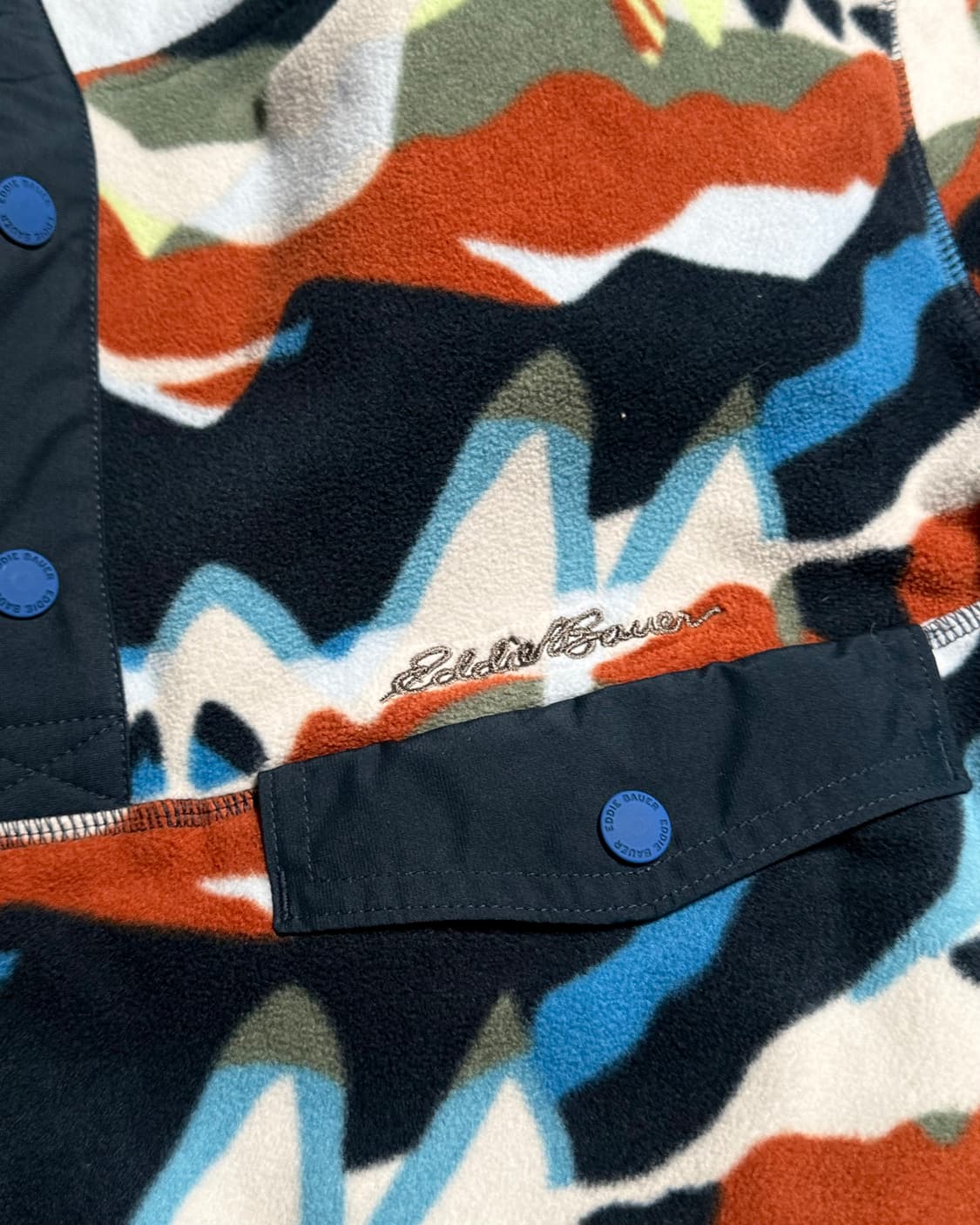 90-00‘s 에디바우어 마운틴 프린트 플리스 스냅-T 풀오버 L 상품이미지3