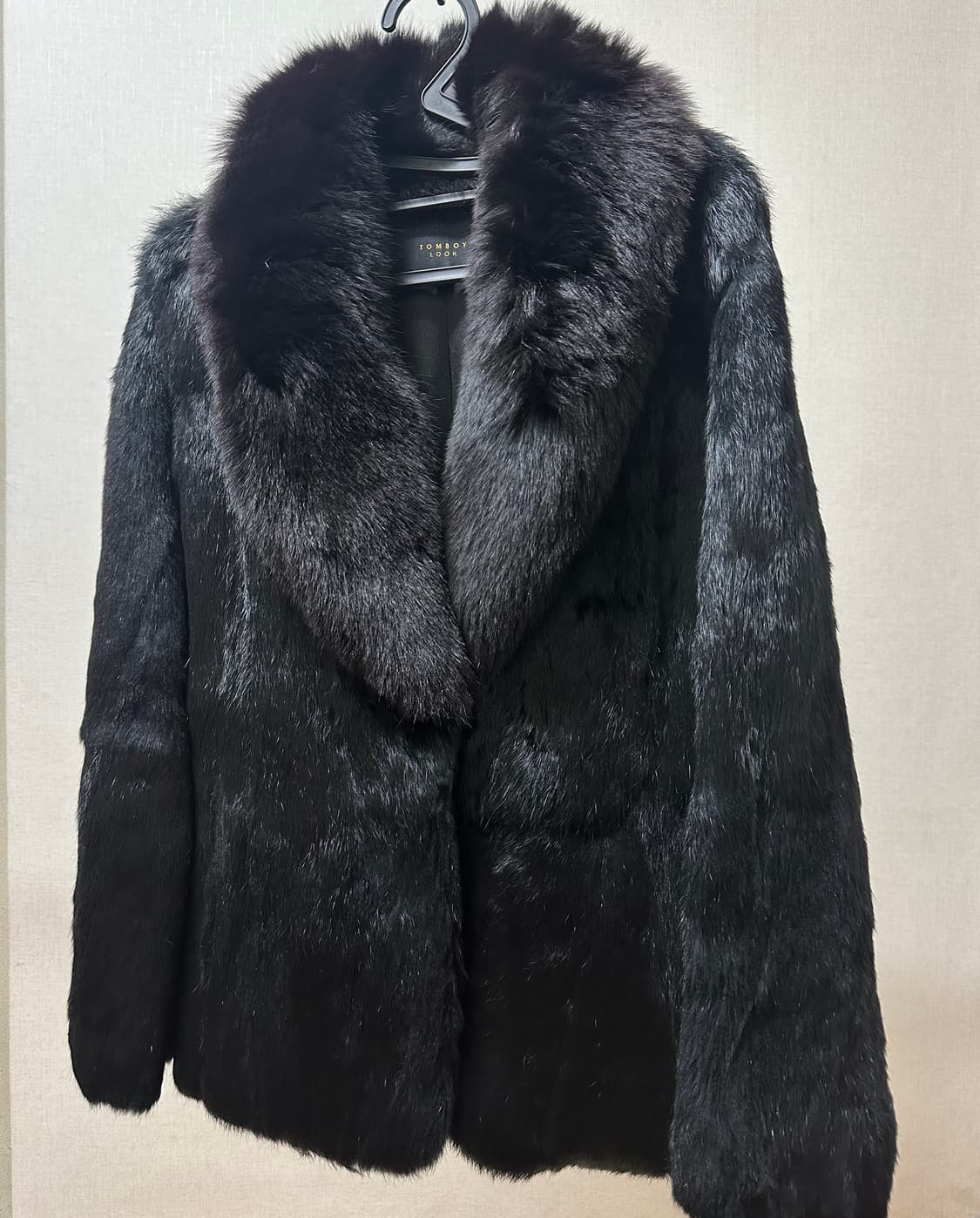 톰보이룩 블랙 토끼털 여우털카라 자켓 상품이미지2