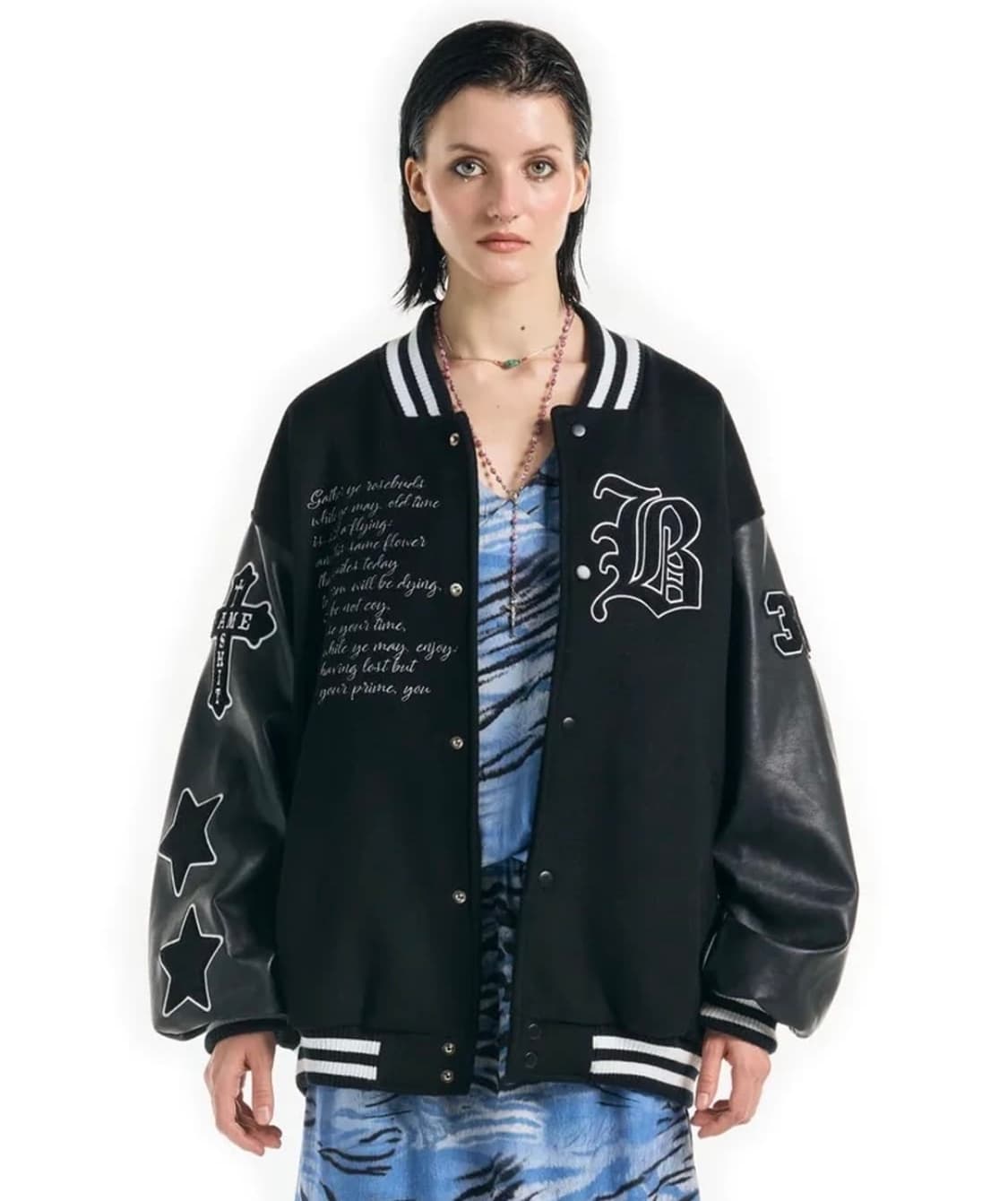 배디 badee 바시티 자켓 블랙 상품이미지1