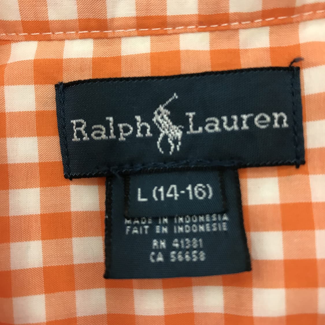 폴로 랄프로렌 오렌지 깅엄체크셔츠 [14-16,L 여성55] 상품이미지5