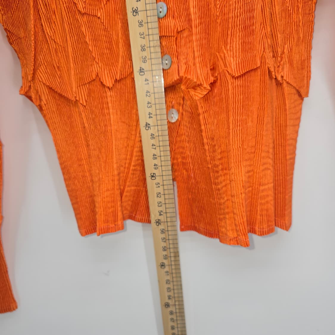 유니크 플리츠 텍스처 오렌지 셔츠 블라우스 상품이미지5