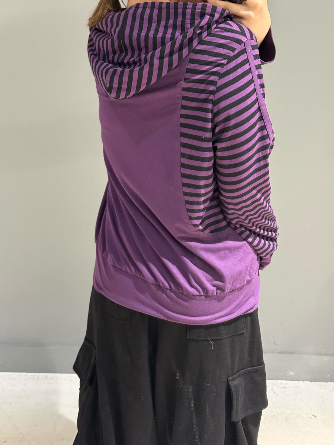 stripe pattern cubic line hood zip-up 상품이미지5