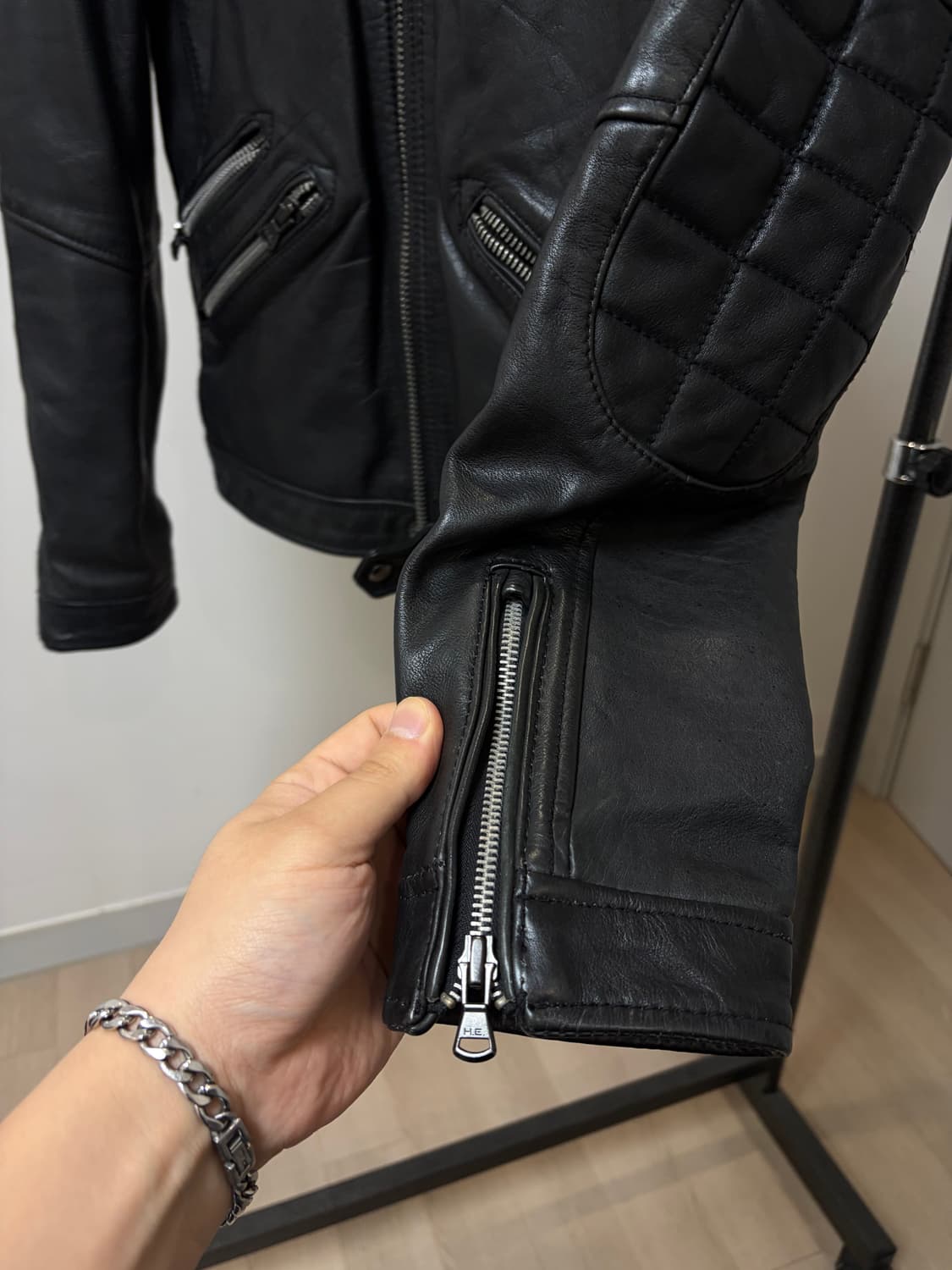 (M) HE by MANGO 망고 바이커 라이더 소가죽 자켓 상품이미지4