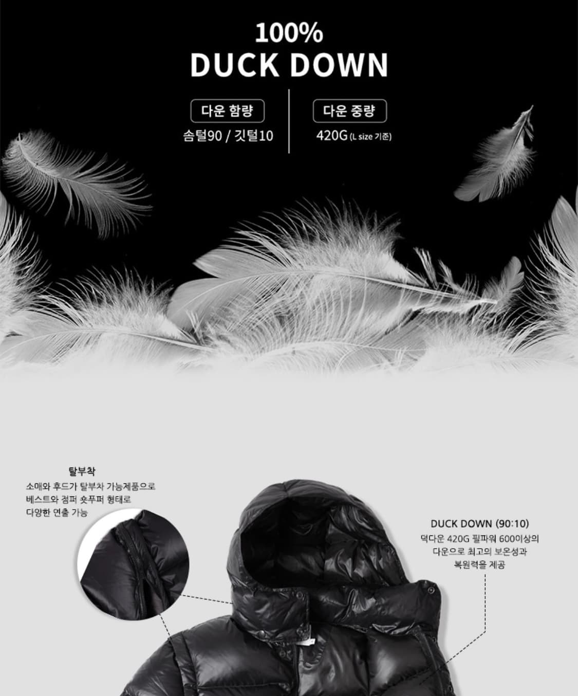 아웃스탠딩 DETACHABLE DOWN JUMPER_BLACK 상품이미지4