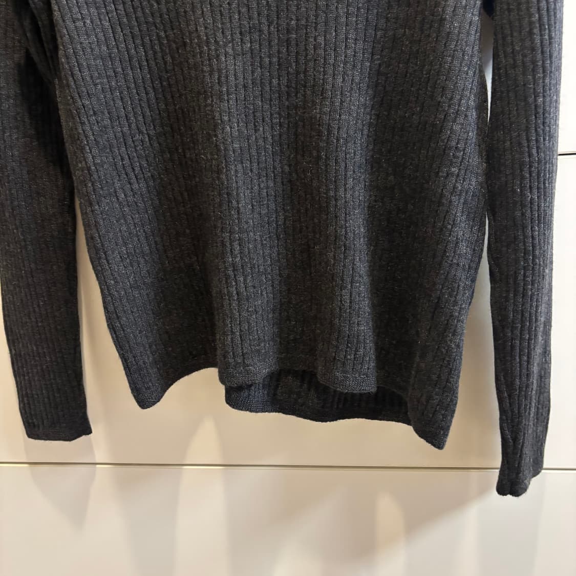 울100% 반목 골지 그레이 언발 니트 상품이미지5