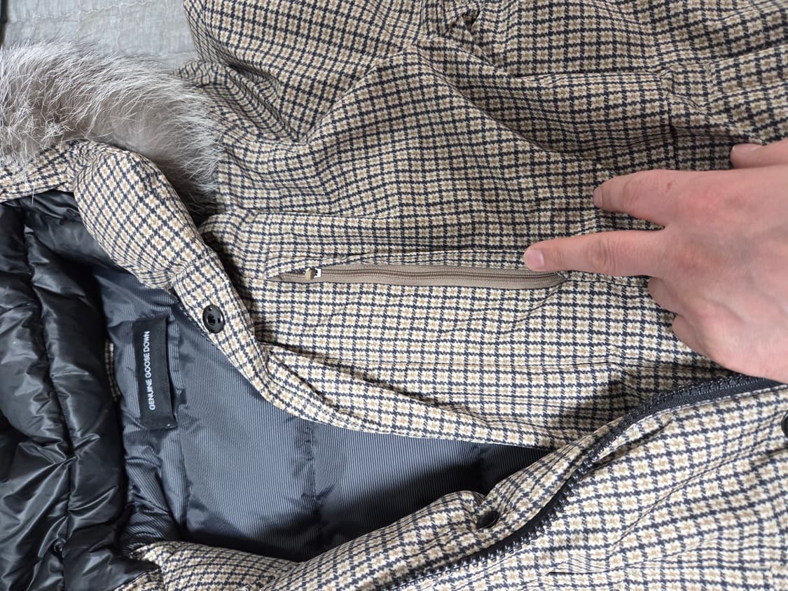 지오지아 체크 구스다운 롱패딩 상품이미지8