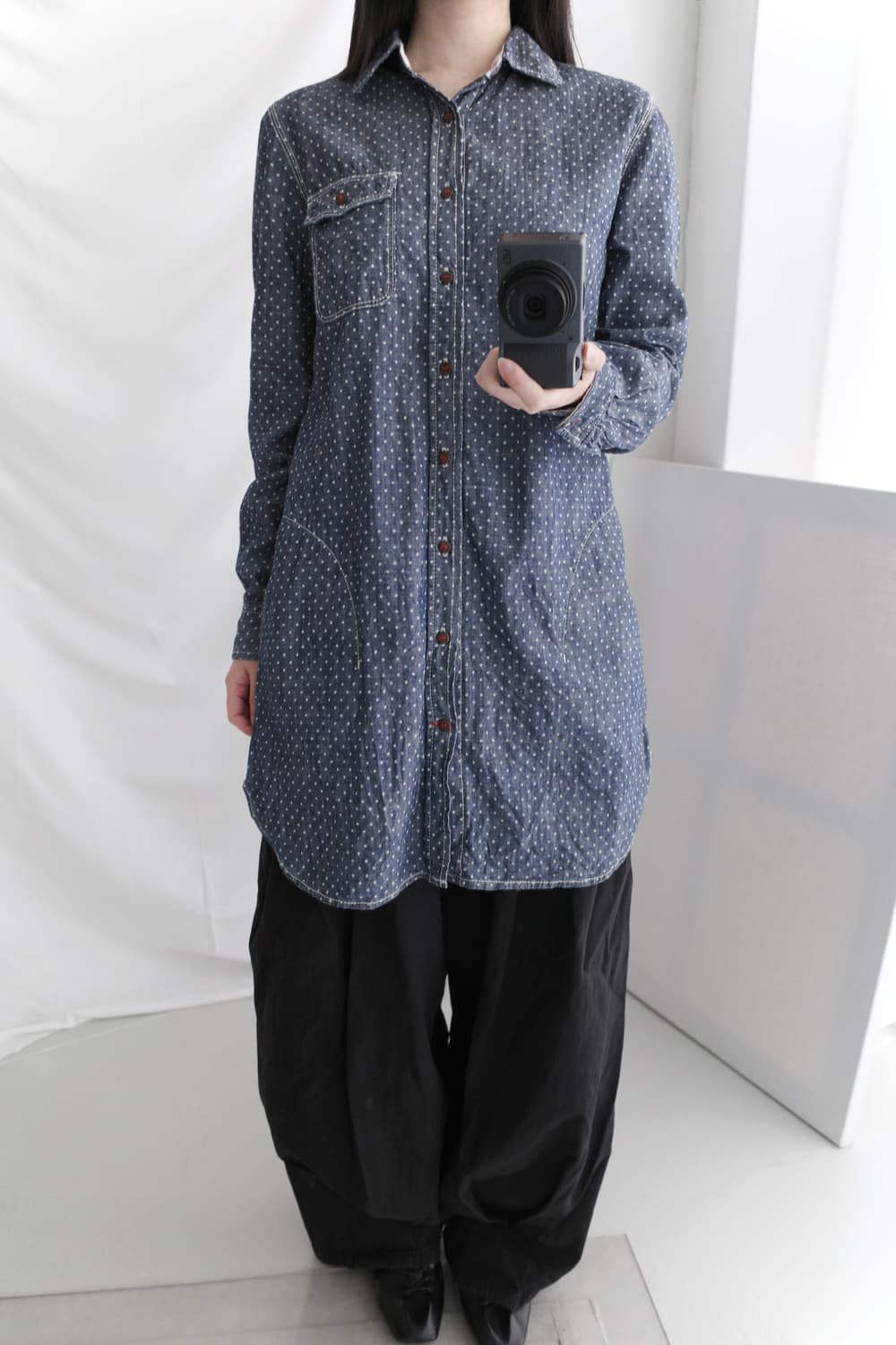 dot long denim shirt 상품이미지5
