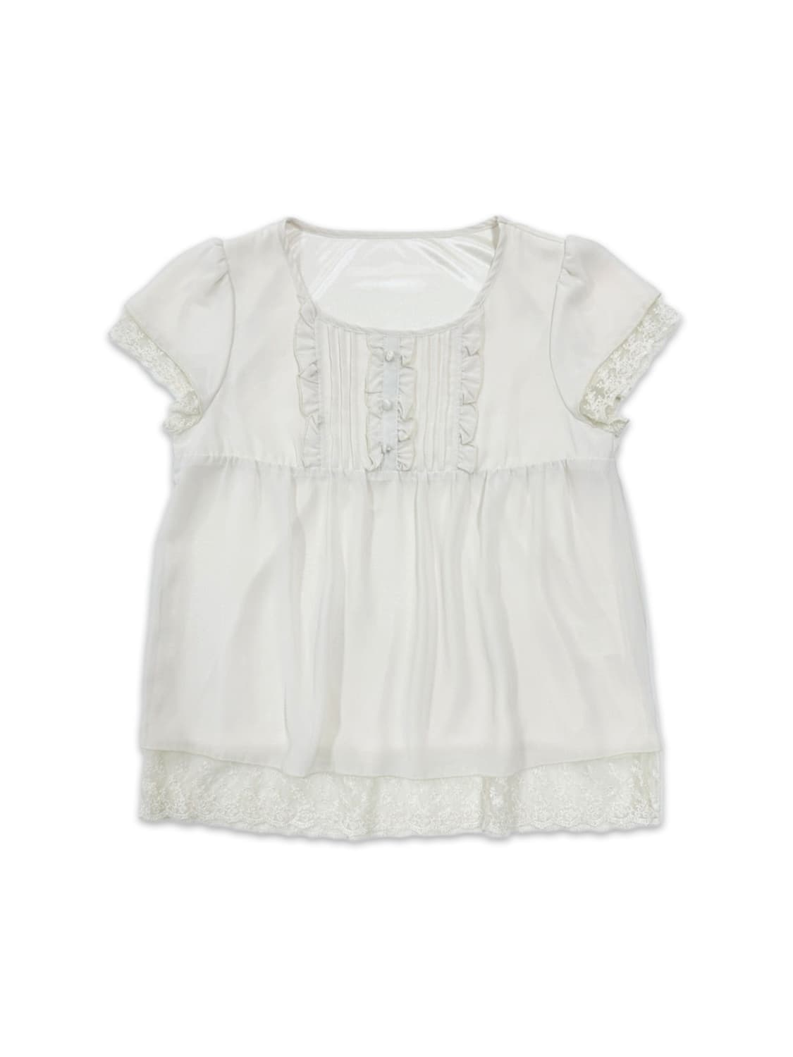 빈티지 화이트 레이스 프릴 모리 블라우스 상품이미지1