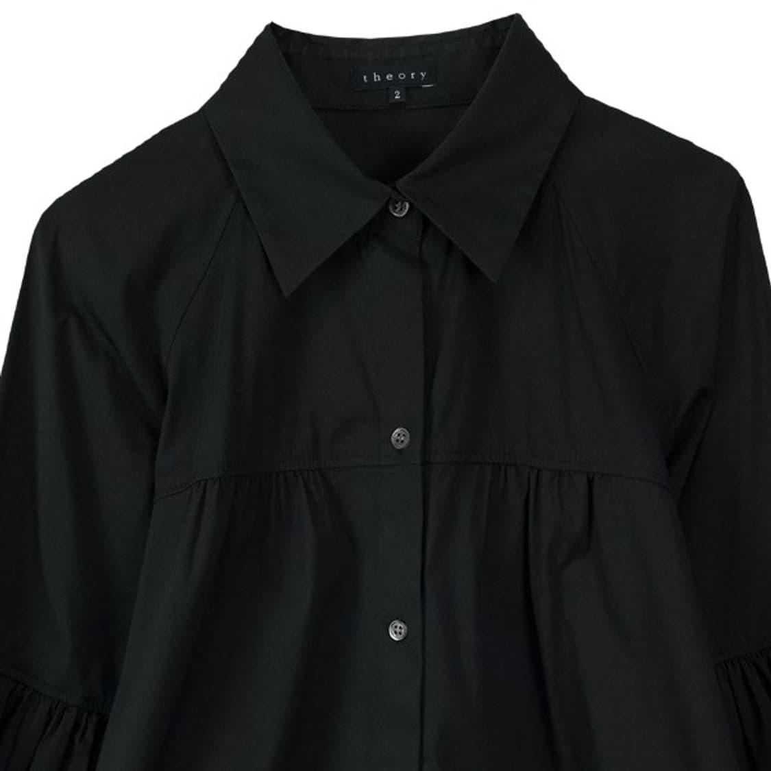 [띠어리] 벌룬 슬리브 버튼업 셔츠 블라우스 블랙 M19895 상품이미지4